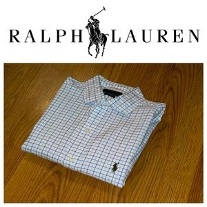 (Choose 3 for $75) White Ralph Lauren plaid dress shirt🔅